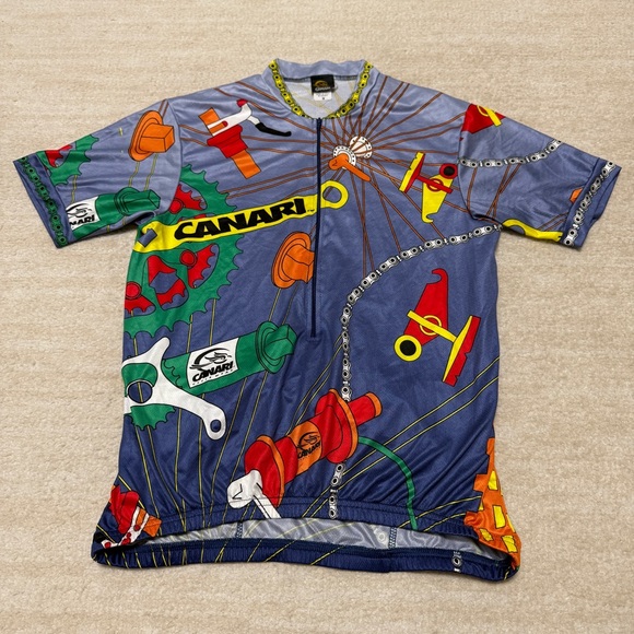 Canari Other - Vintage Canari Cycling Jersey Adult Medium Bike Parts Chains All Over